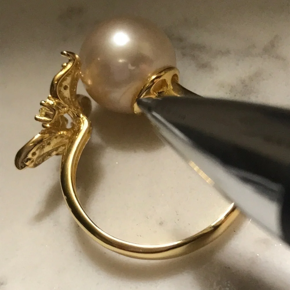 11.5mm Custom Made Genuine Pearl Clover Ring